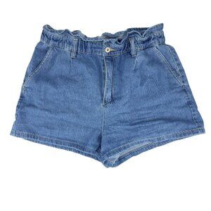 WOMANCE Denim‎ Cotton Jeans Elastic waist Belt loop Shorts sz L